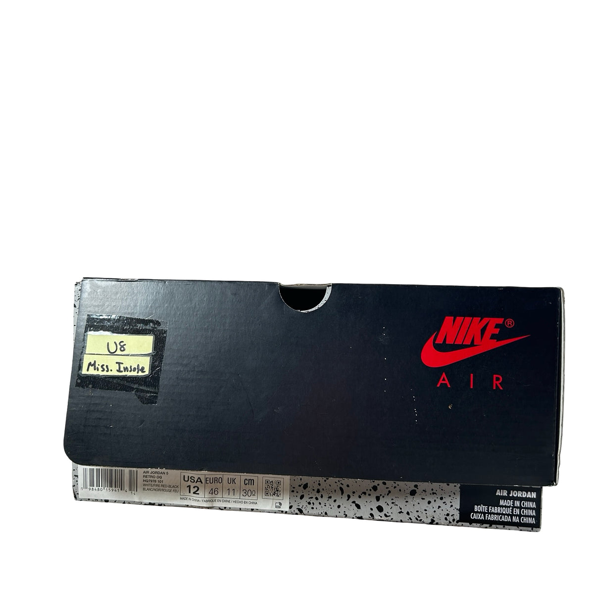 HQ7978 101 Jordan 5 Retro Fire Red Black Tongue (2025) [USED] - 12 M (Used8) (Missing Insole)