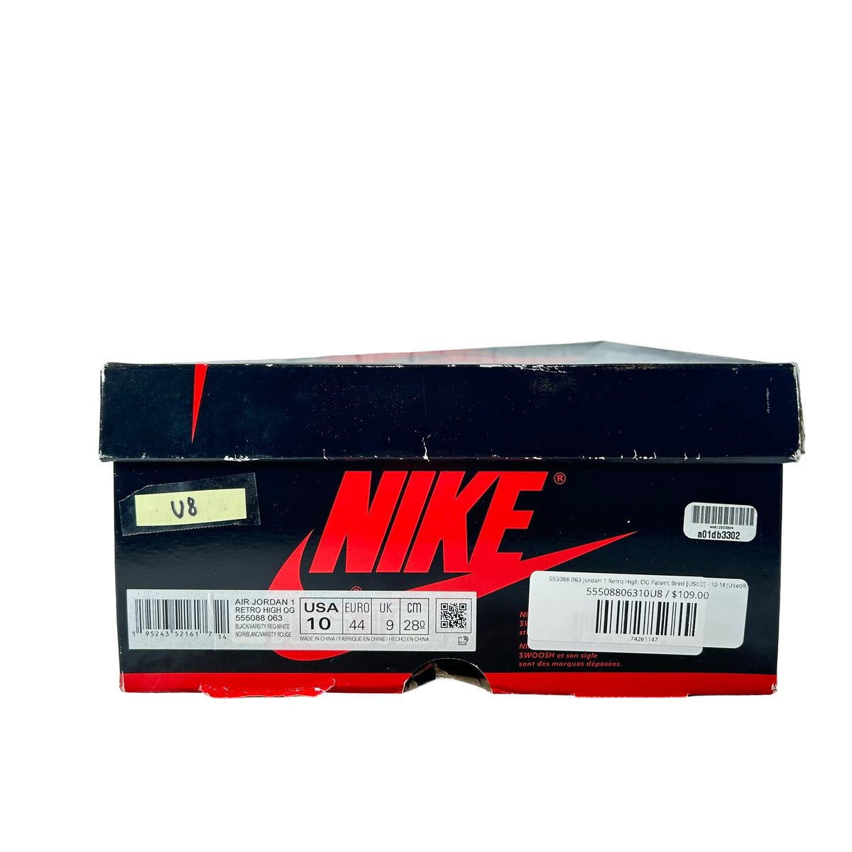 555088 063 Jordan 1 Retro High OG Patent Bred [USED] - 10 M (Used8)