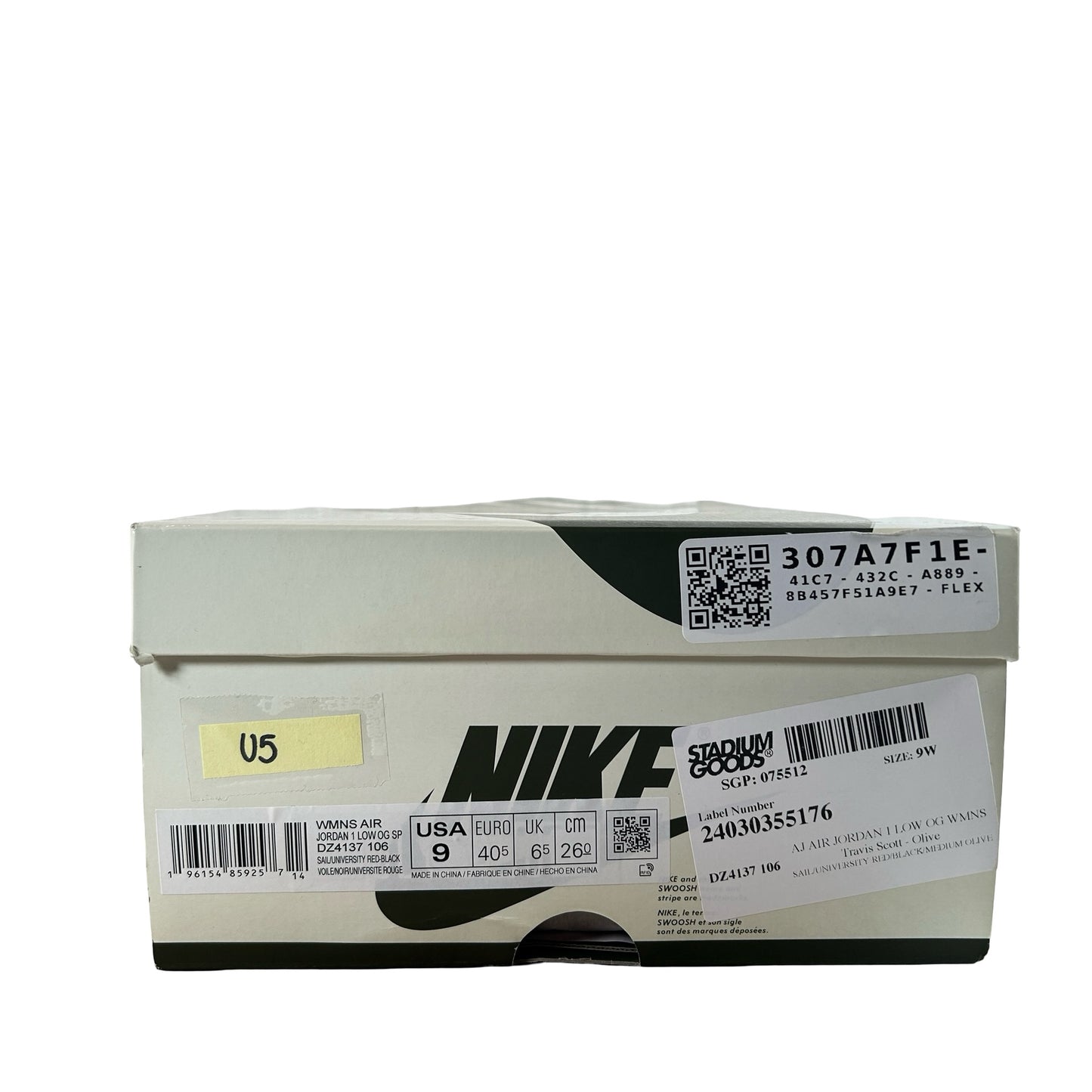 DZ4137 106 Jordan 1 Retro Low OG SP Travis Scott Olive (W) [USED] - 9 W (Used5)