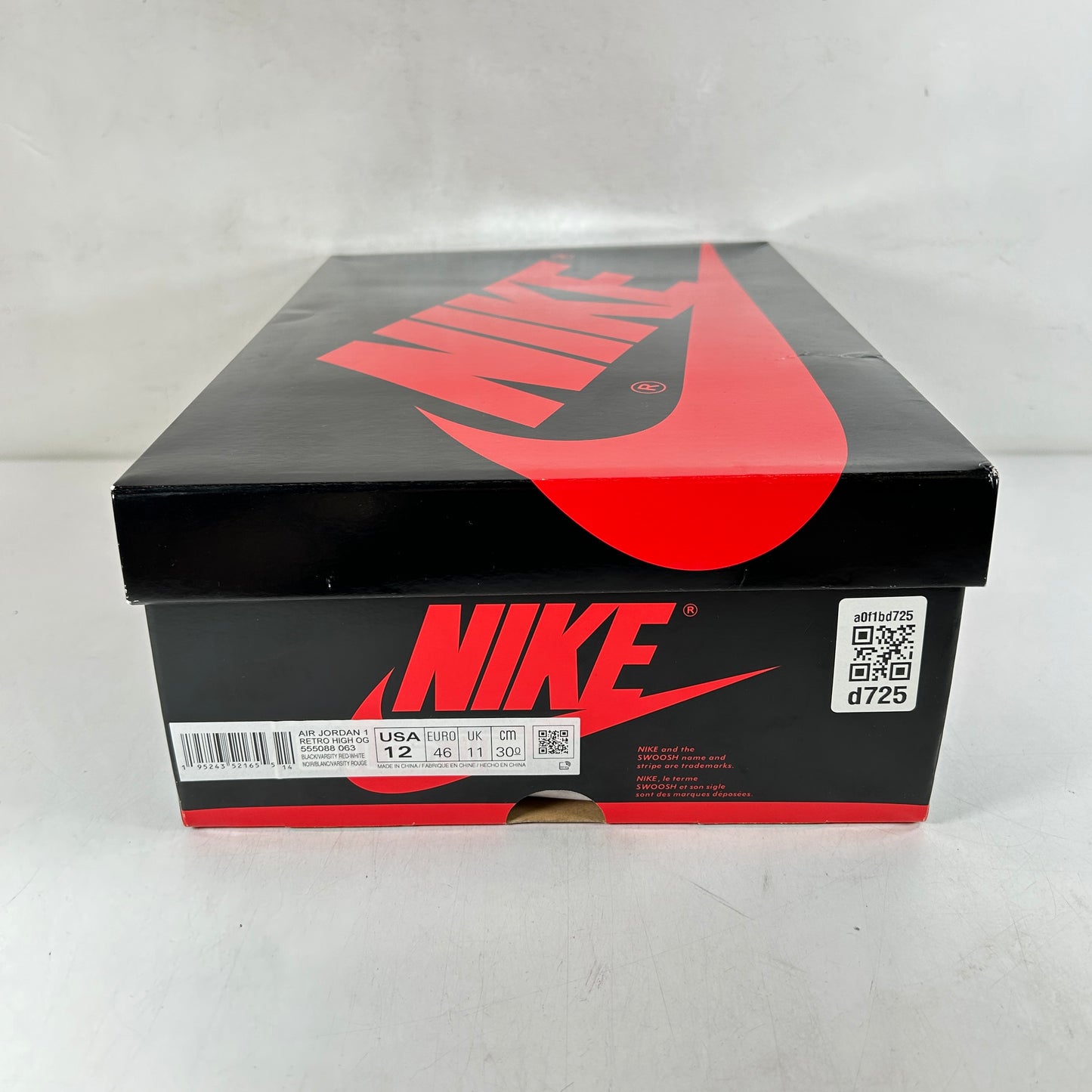 555088 063 Jordan 1 Retro High OG Patent Bred [USED] - 12 M (Used)