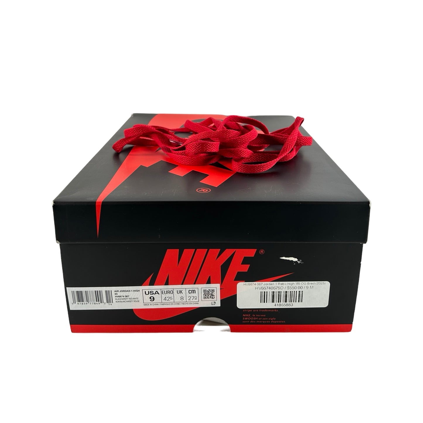 HV6674 067 Jordan 1 Retro High '85 OG Bred (2025) [USED] - 9 M (Used)