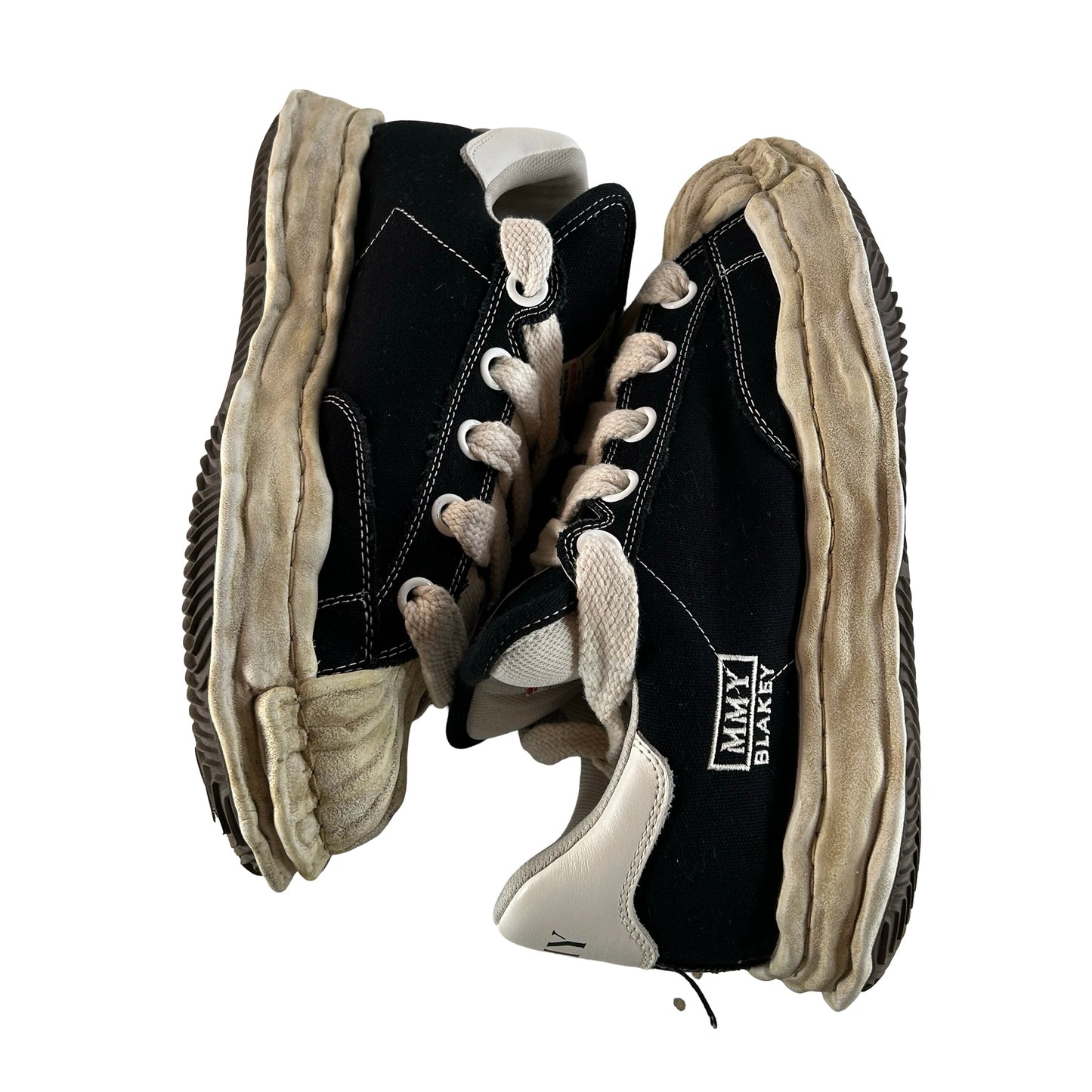 A13FW730 Maison Mihara Yasuhiro Blakey Puffer OG Sole Canvas Low Distressed Midsole Black White [USED] - EU 46 (Used)