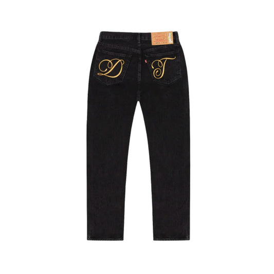 Levi's Denim Tears Metallic Gold Script 501 Black [USED] 31 X 32 - (Used)