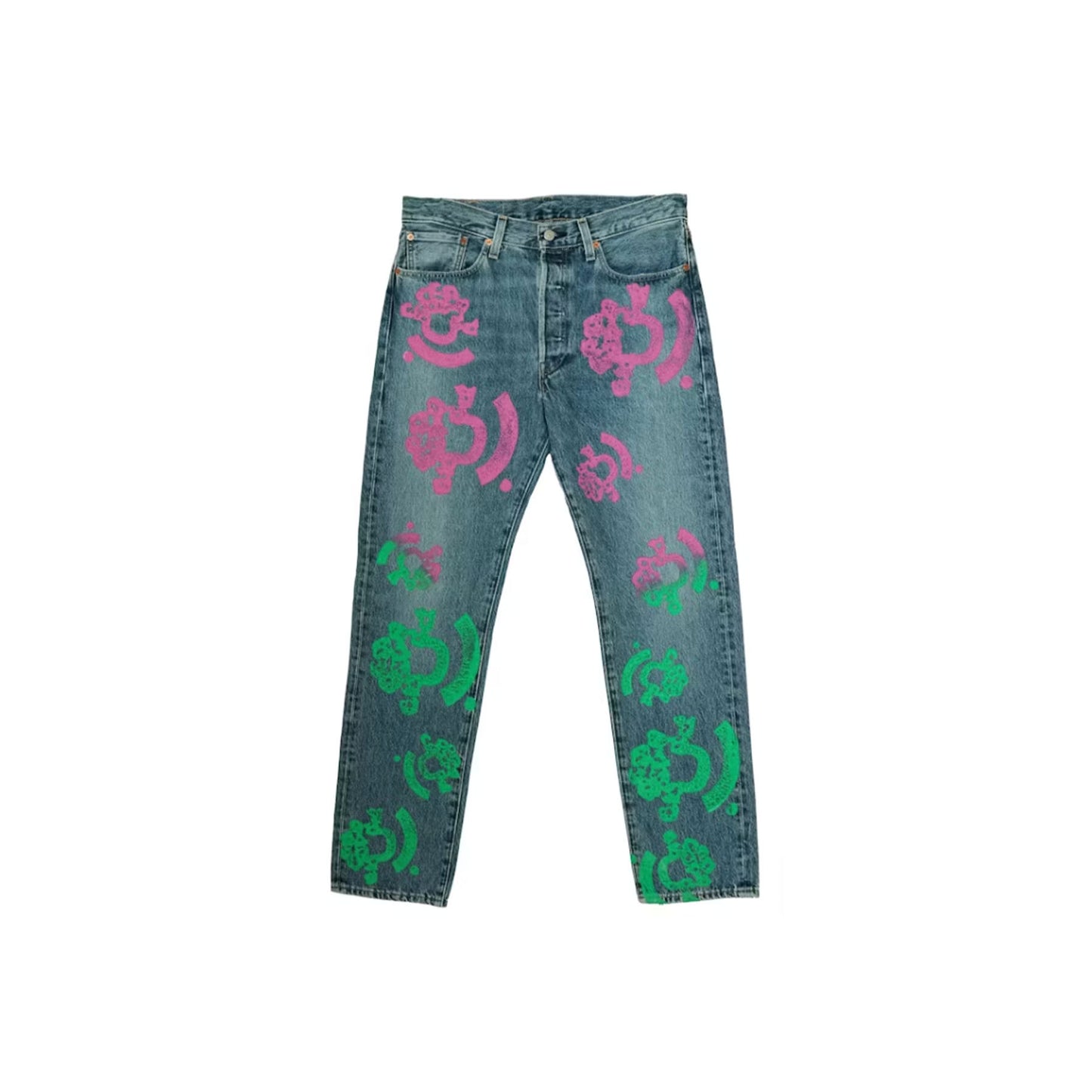 Denim Tears Bstroy Tears 501 Light Wash Jean Pink/Green