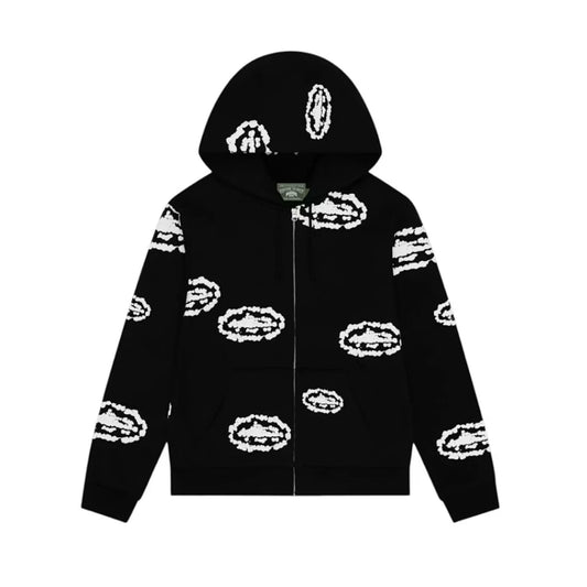 Denim Tears x Corteiz Island Wreath Zip Hoodie Black