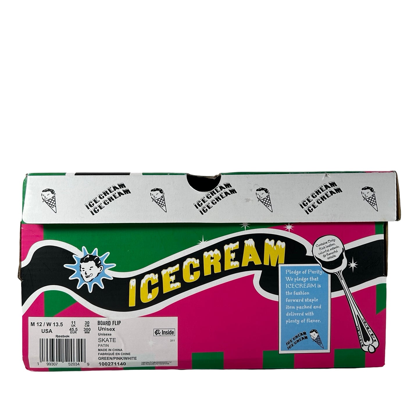 100271140 Reebok Board Flip BBC Ice Cream Green Pink [USED] - 12 M (Used)