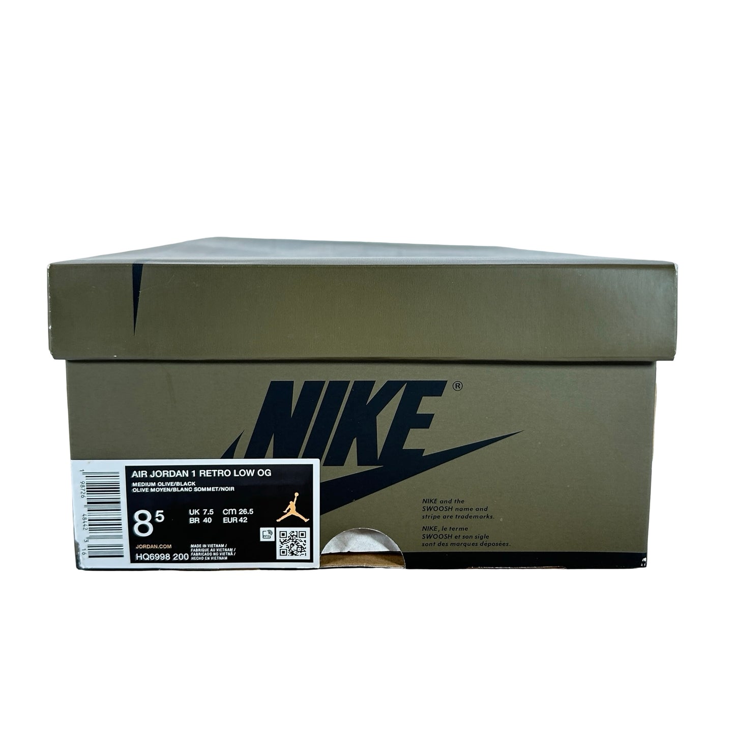 HQ6998 200 Jordan 1 Retro Low Medium Olive [USED] - 8.5 M (Used)