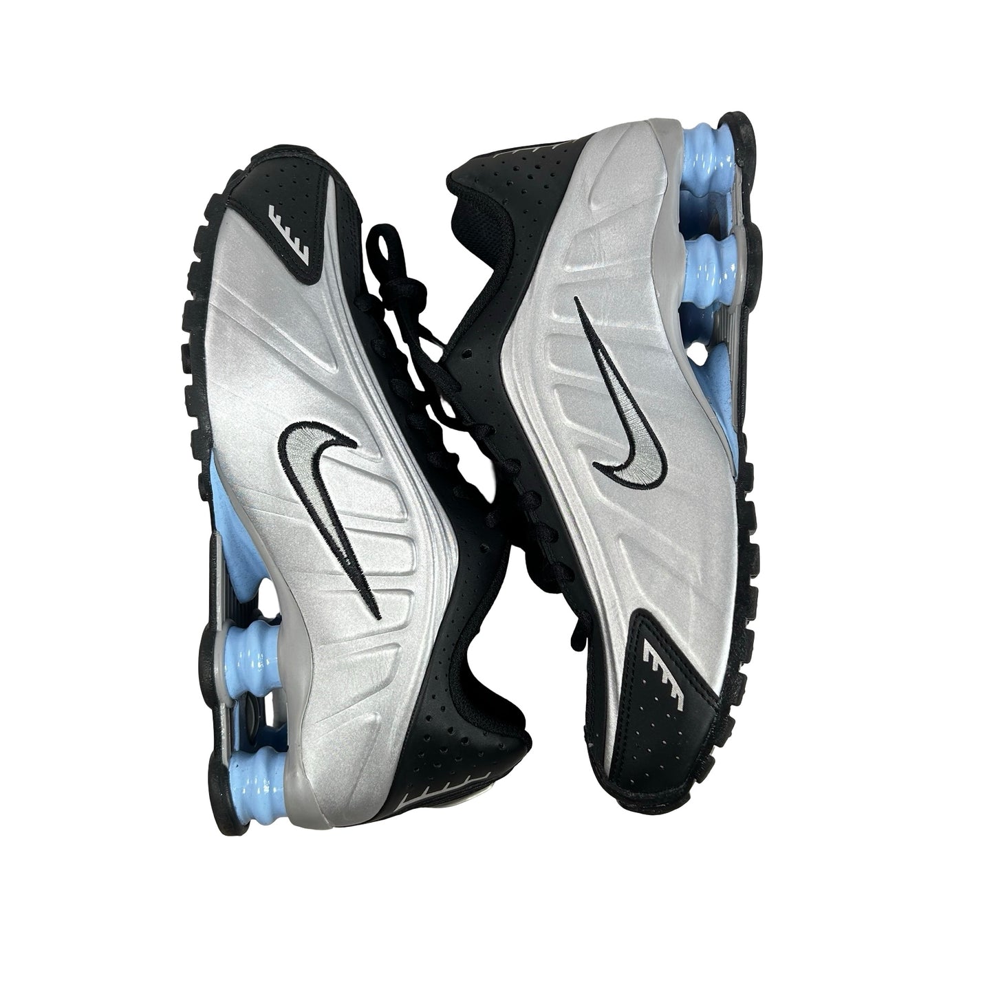 CW2626 004 Nike Shox R4 Metallic Silver Black Psychic Blue (GS) [USED] - 6 Y (Used)
