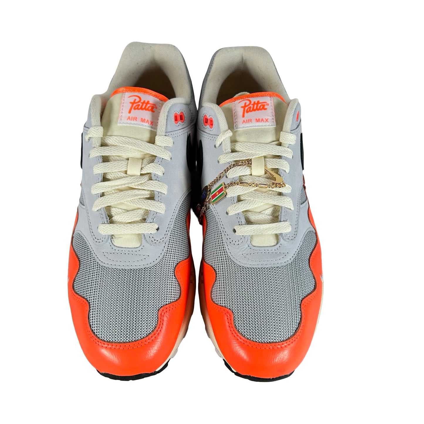 II7055 800 Nike Air Max 1 Patta Waves Hyper Crimson Pure Platinum [USED] - 11.5 M (Used)