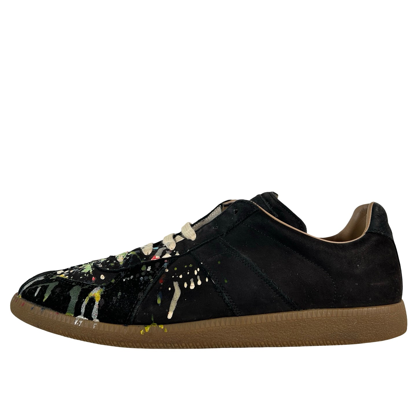S57WS0240P1892963 Maison Margiela Paint Replica German Army Trainer (GAT) Black [USED] - 44 EU (Used)