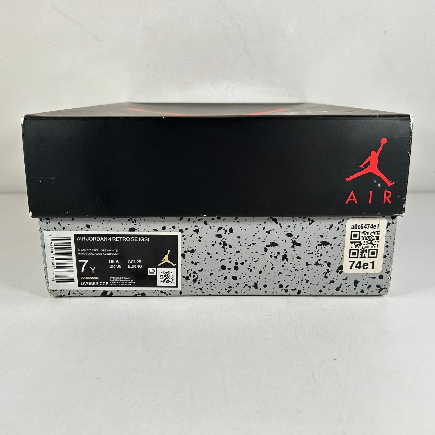 DV0553 006 Jordan 4 Retro Black Canvas GS [USED] - 7 Y (Used)