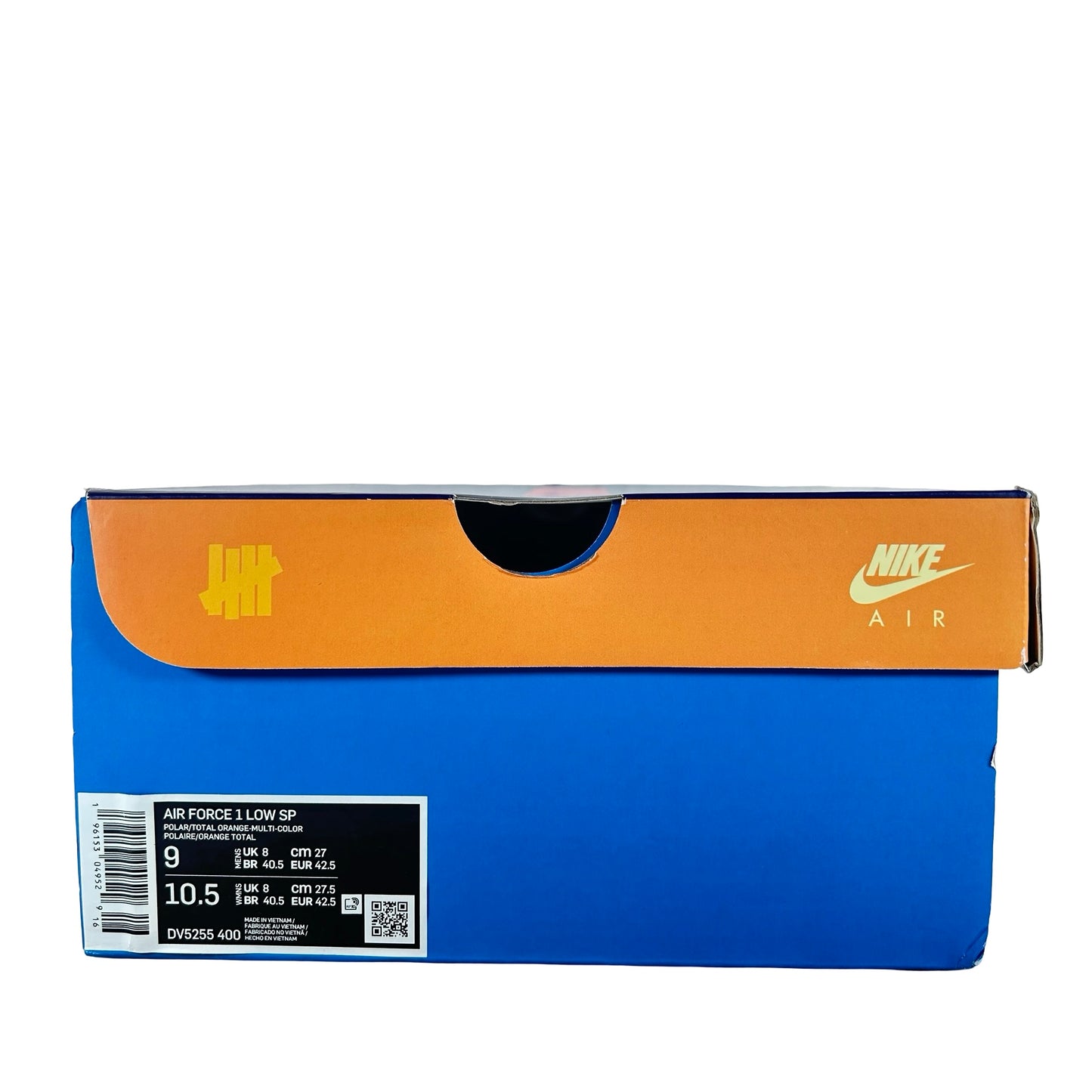 DV5255 400 Nike Air Force 1 Low SP Undefeated Multi-Patent Total Orange [USED] - 9 M (Used) (No Sleeve)