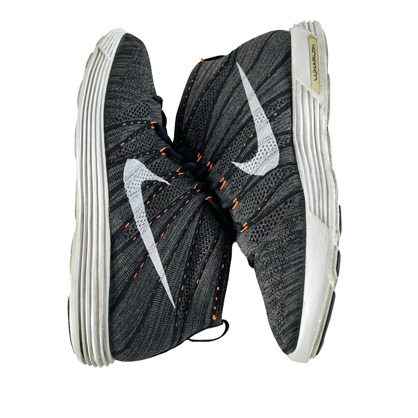 554969 081 Nike Lunar Flyknit Chukka Midnight Fog Total Orange [USED] - 12 M (Used)