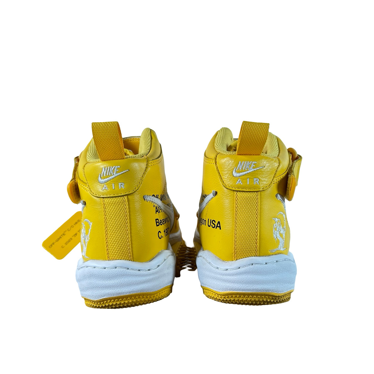 DR0500 101 Nike Air Force 1 Mid SP Off-White Varsity Maize [USED] - 7 M (Used) (No Box)