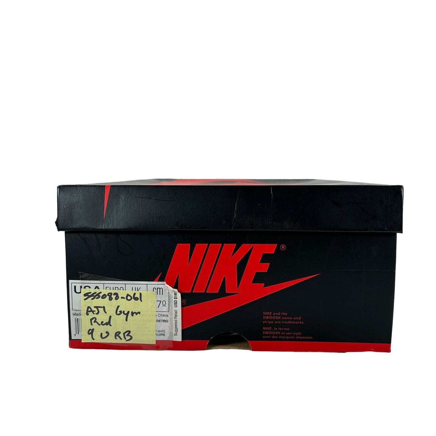 555088 061 Jordan 1 Retro High Black Gym Red [USED] - 9 M (Used) (Replace Box)