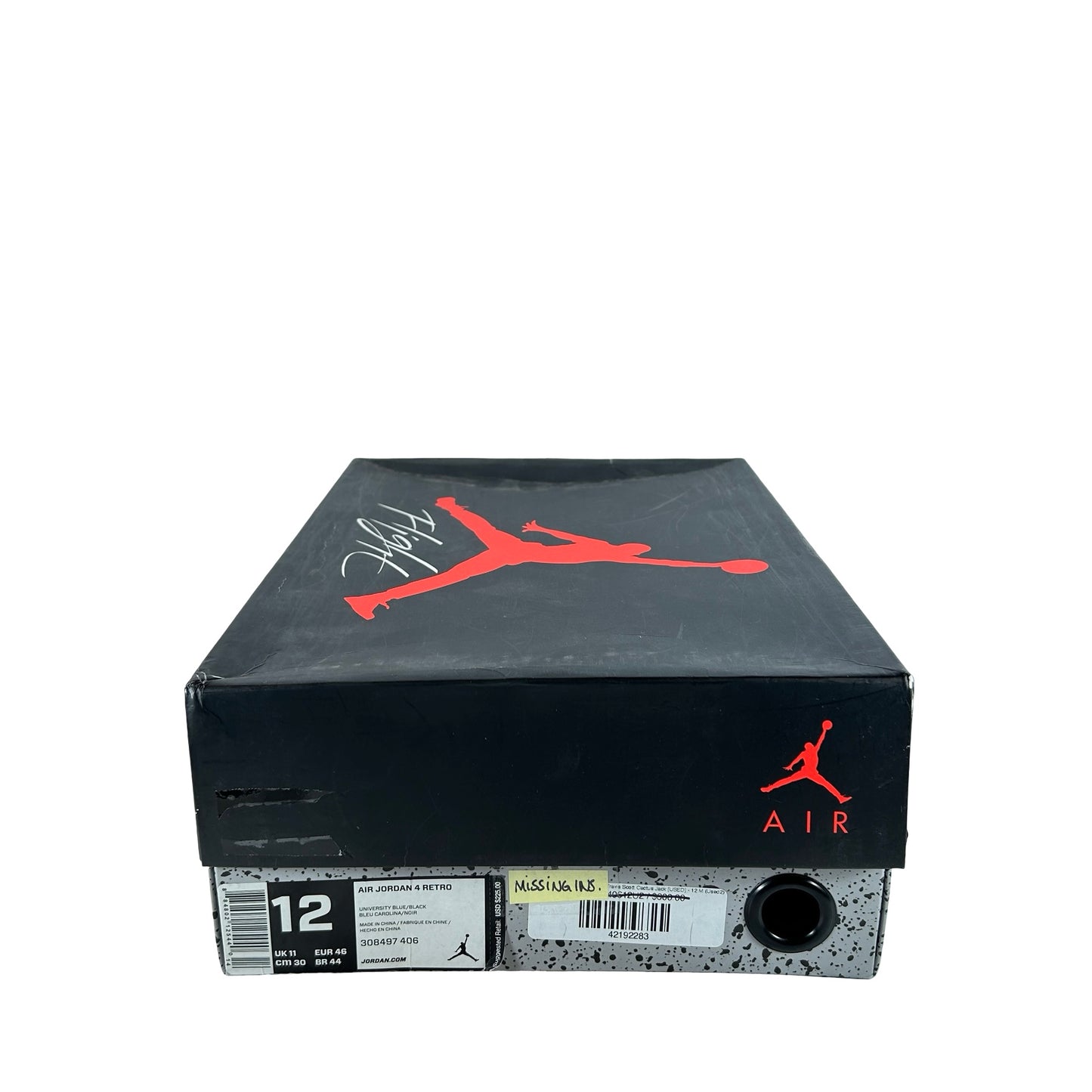 308497 406 Jordan 4 Retro Travis Scott Cactus Jack [USED] - 12 M (Used) (Missing Left Insole)