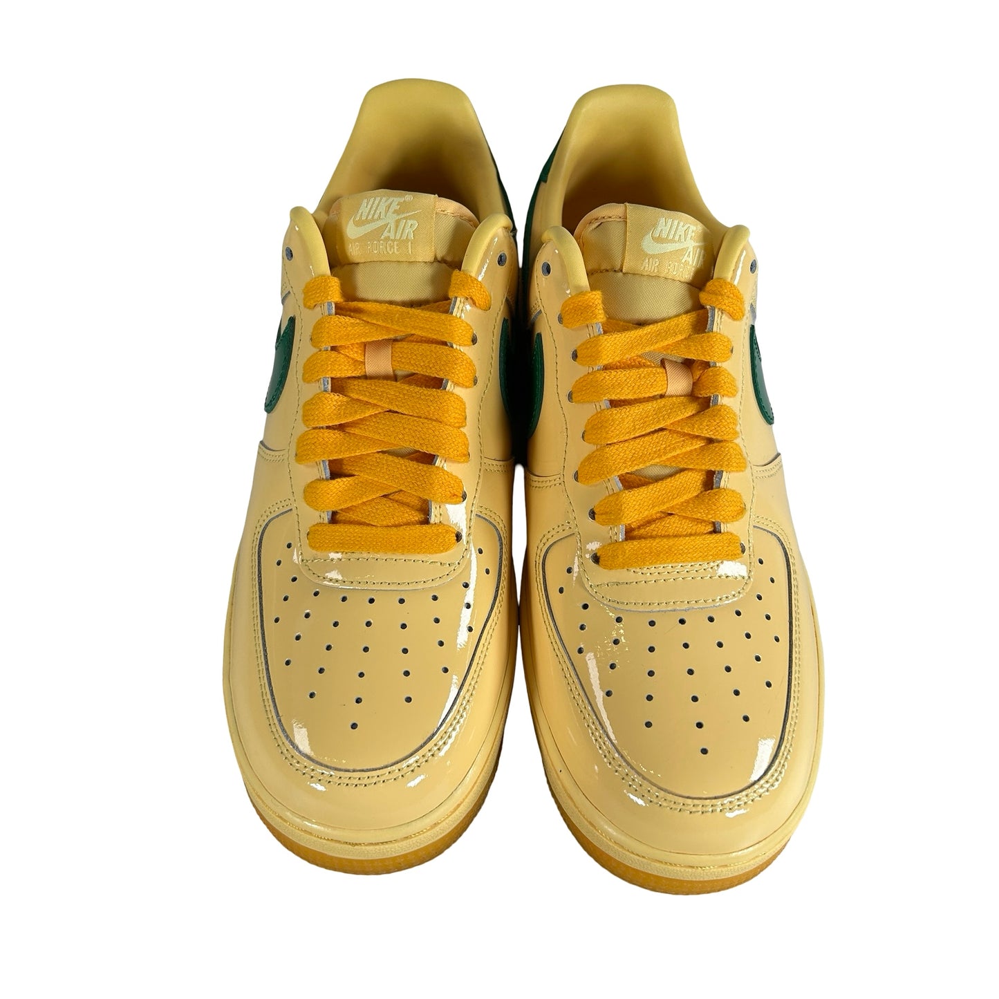 IO4489 700 Nike Air Force 1 Low Patent Leather Topaz Gold Pine Green [USED] - 9 M (VNDS)