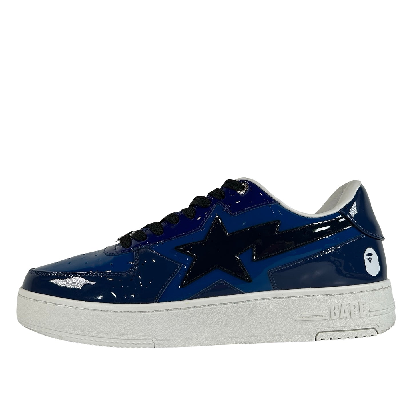001FWK801308 A Bathing Ape Bape Sta Icon Low Navy Blue Patent [USED] - 11 M (Used)