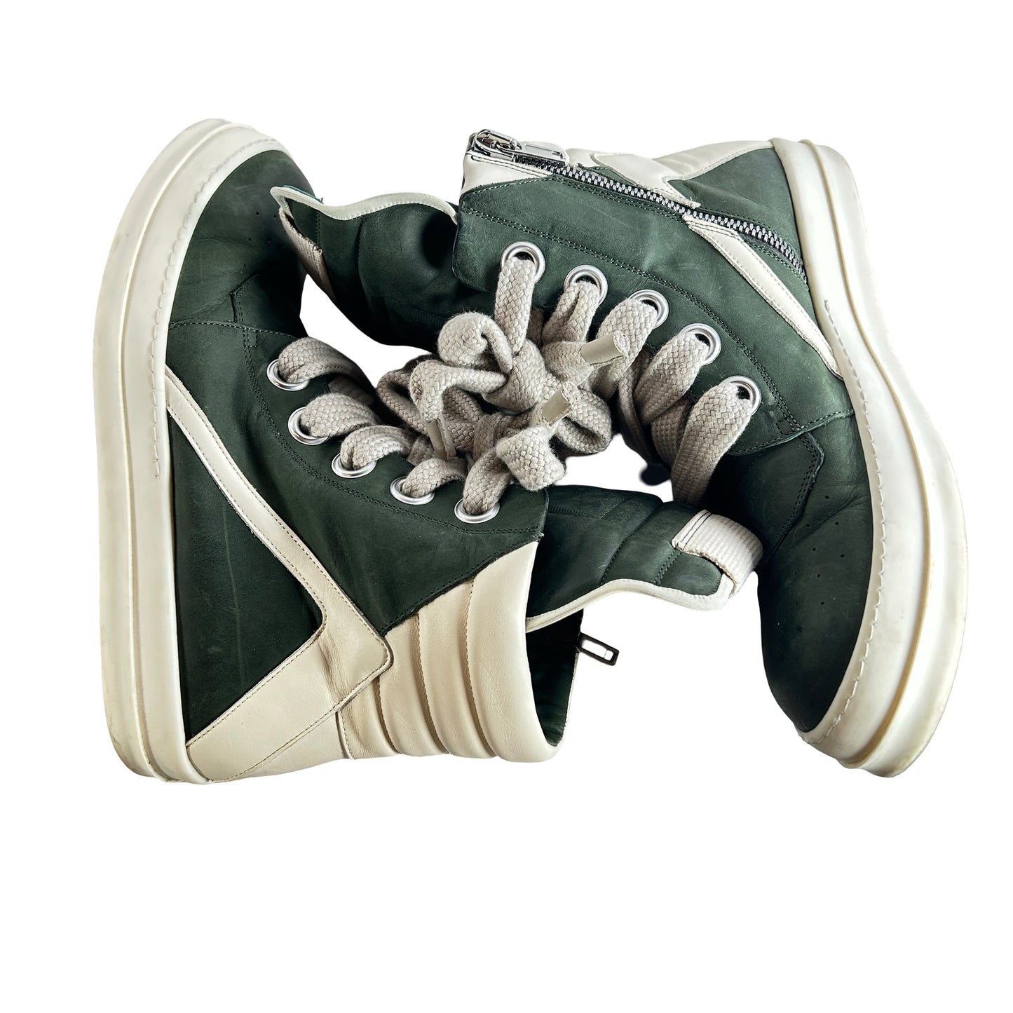RR01C4898 LWNW2 5511 Rick Owens Geobasket Moss Milk - EU 45 (Used)
