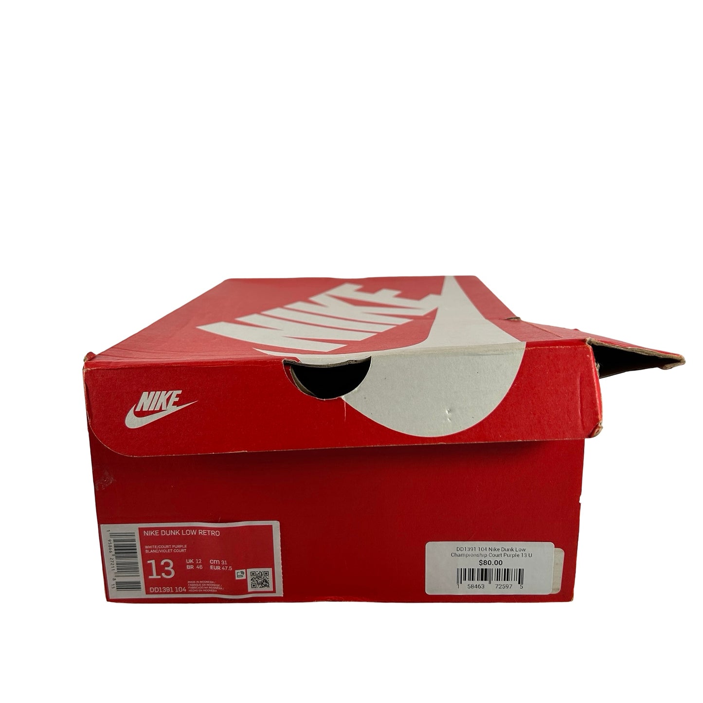 DD1391 104 Nike Dunk Low Championship Court Purple [USED] - 13 M (Used)