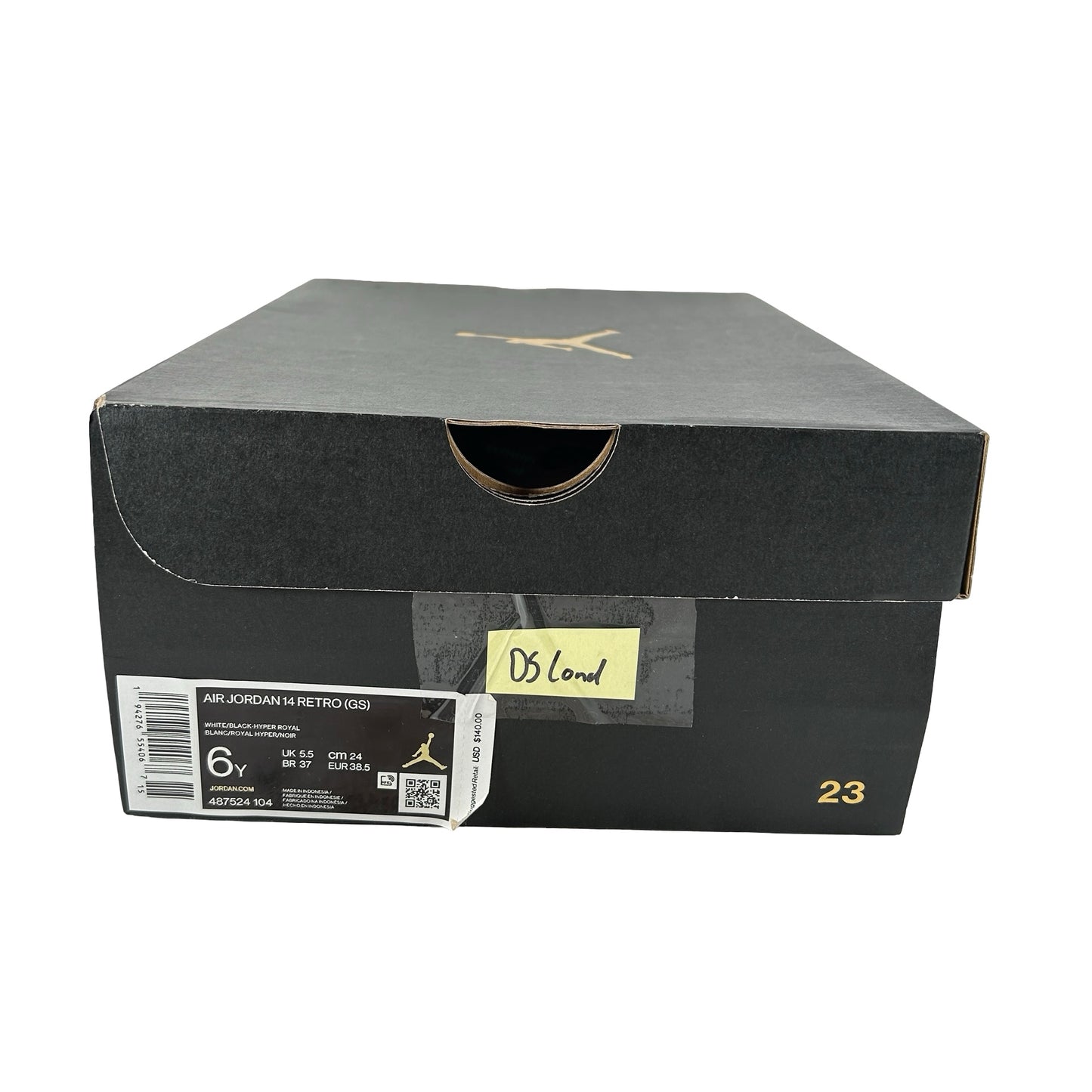 487524 104 Jordan 14 Retro White Hyper Royal (GS) [CONDITIONAL] - 6 Y (Yellowing on heel tab)