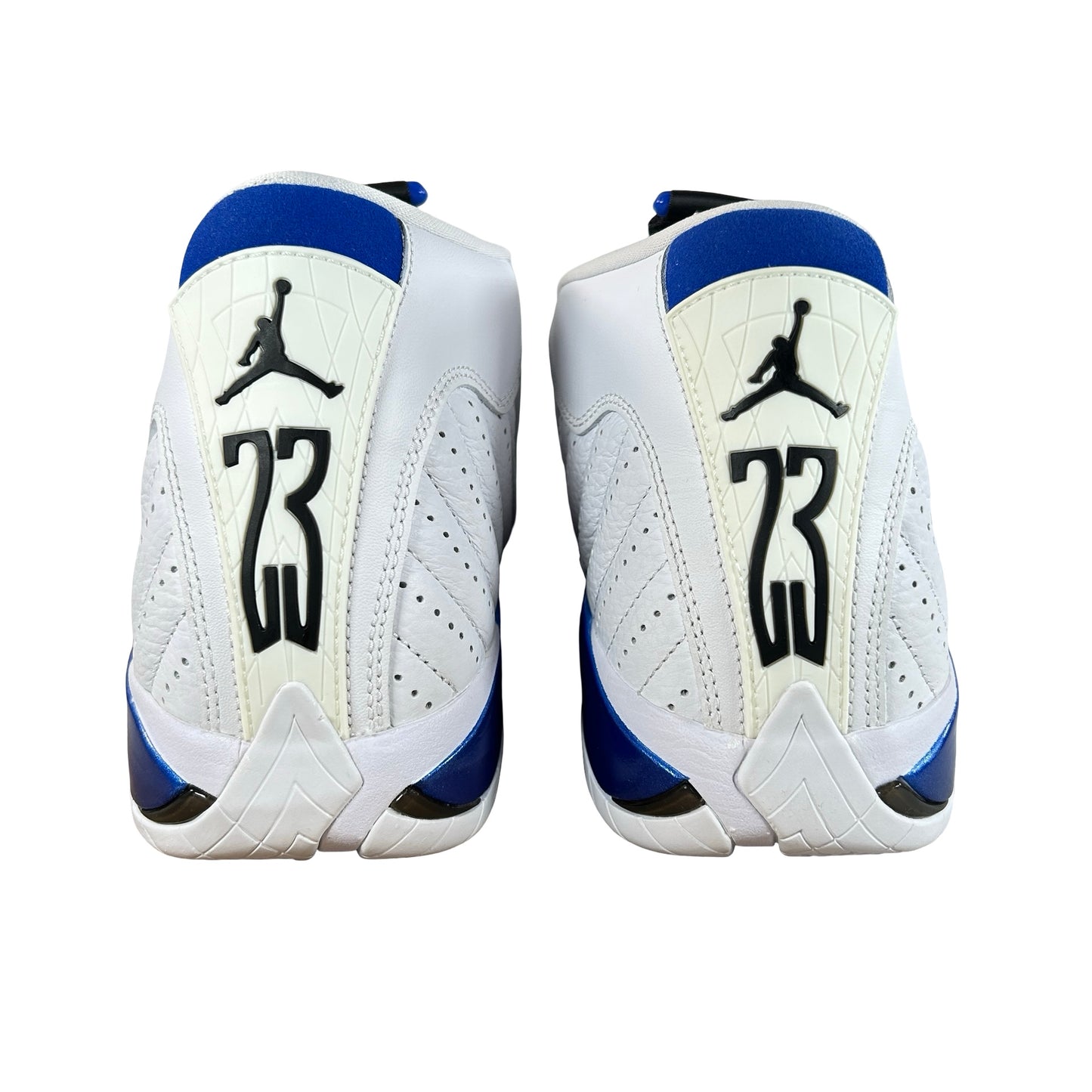 487471 104 Jordan 14 Retro White Hyper Royal - 9 M (Yellowing)