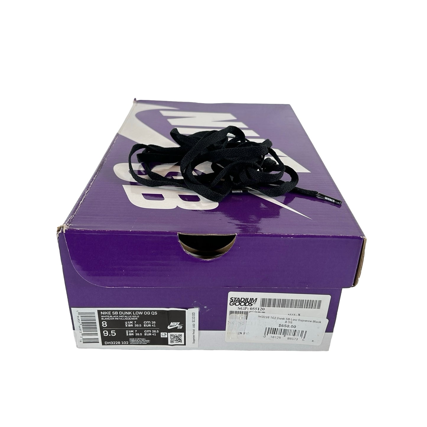 DH3228 102 Dunk SB Low Supreme Black [USED] - 8 M (Used)