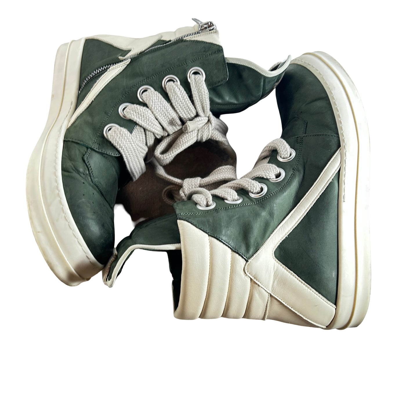 RR01C4898 LWNW2 5511 Rick Owens Geobasket Moss Milk - EU 45 (Used)