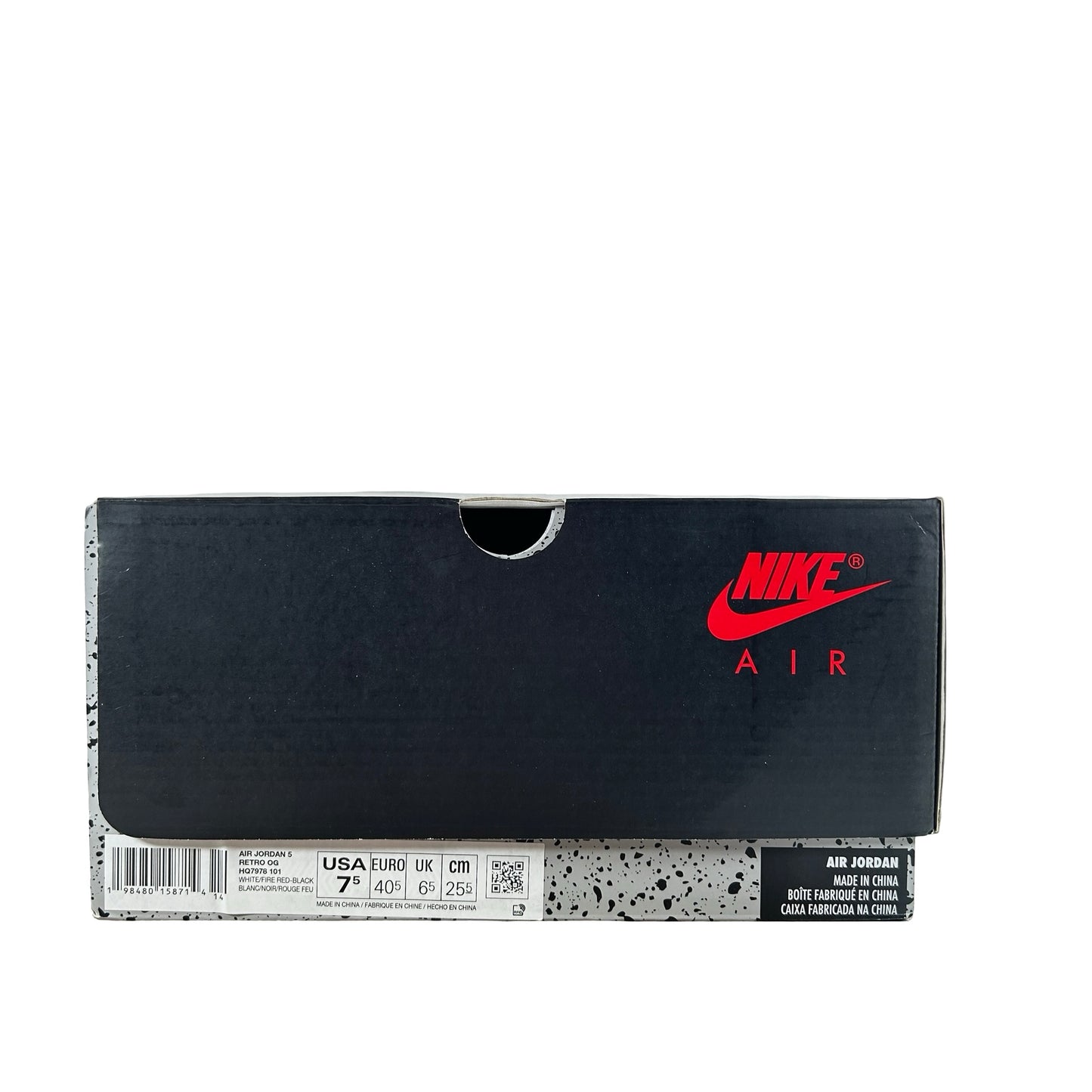 HQ7978 101 Jordan 5 Retro Fire Red Black Tongue (2025) [USED] - 7.5 M (Used)