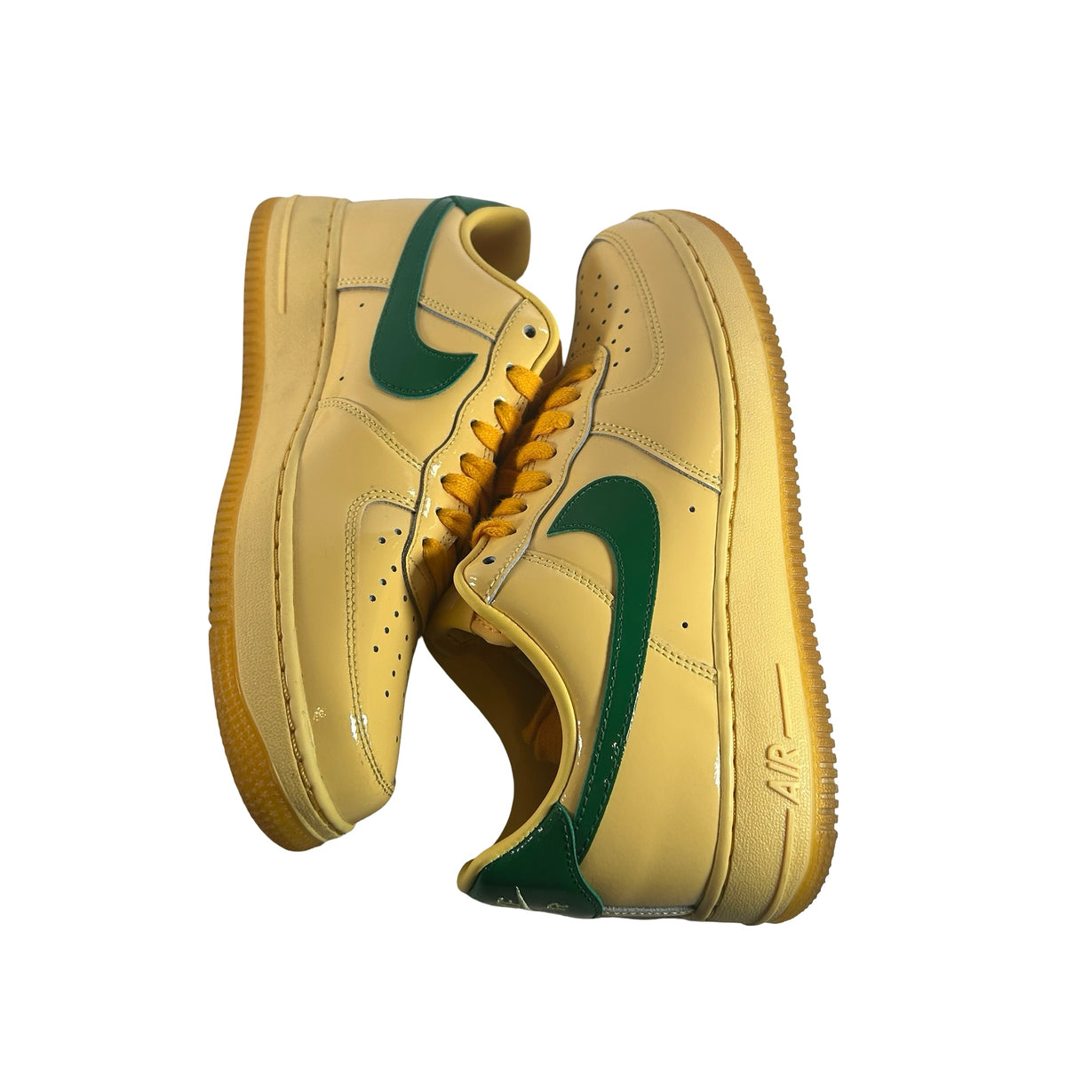 IO4489 700 Nike Air Force 1 Low Patent Leather Topaz Gold Pine Green [USED] - 8.5 M (Used)