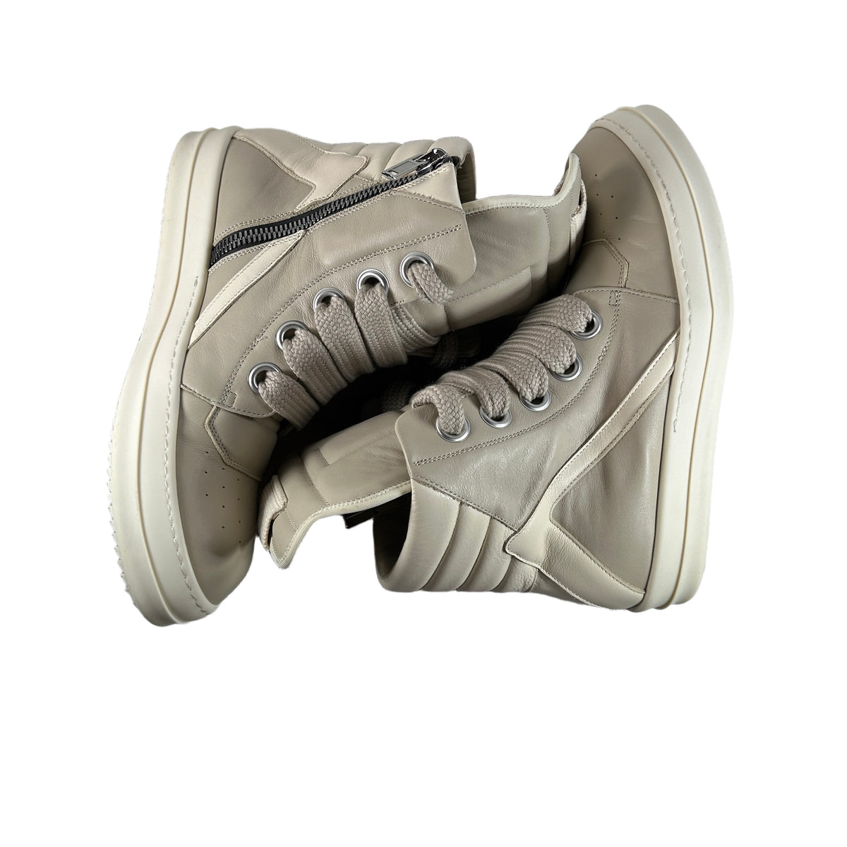 Rick Owens Temple Jumbolace Geobasket Sneakers Pearl Milk [USED] - EU 42 (Used)