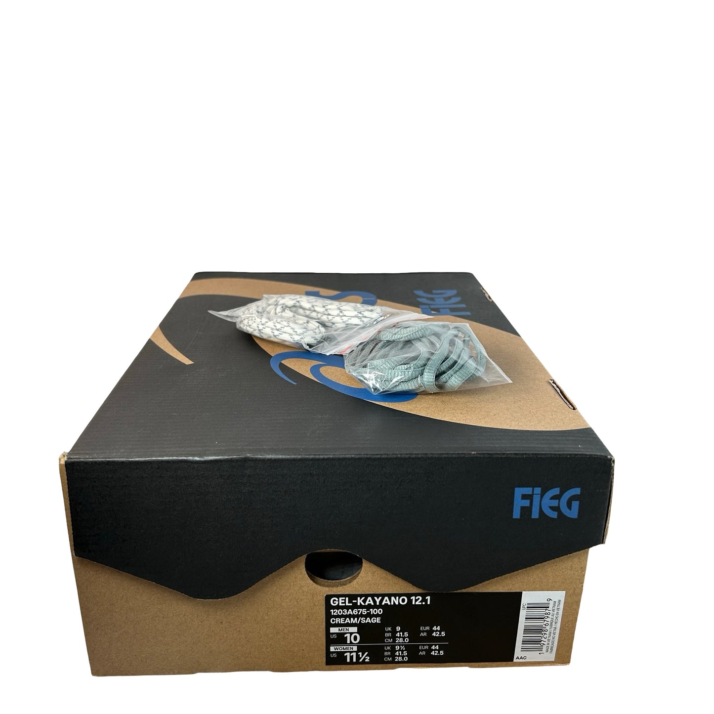 1203A675 100 ASICS Gel-Kayano 12.1 Kith Cream Sage [USED] - 10 M (Used)