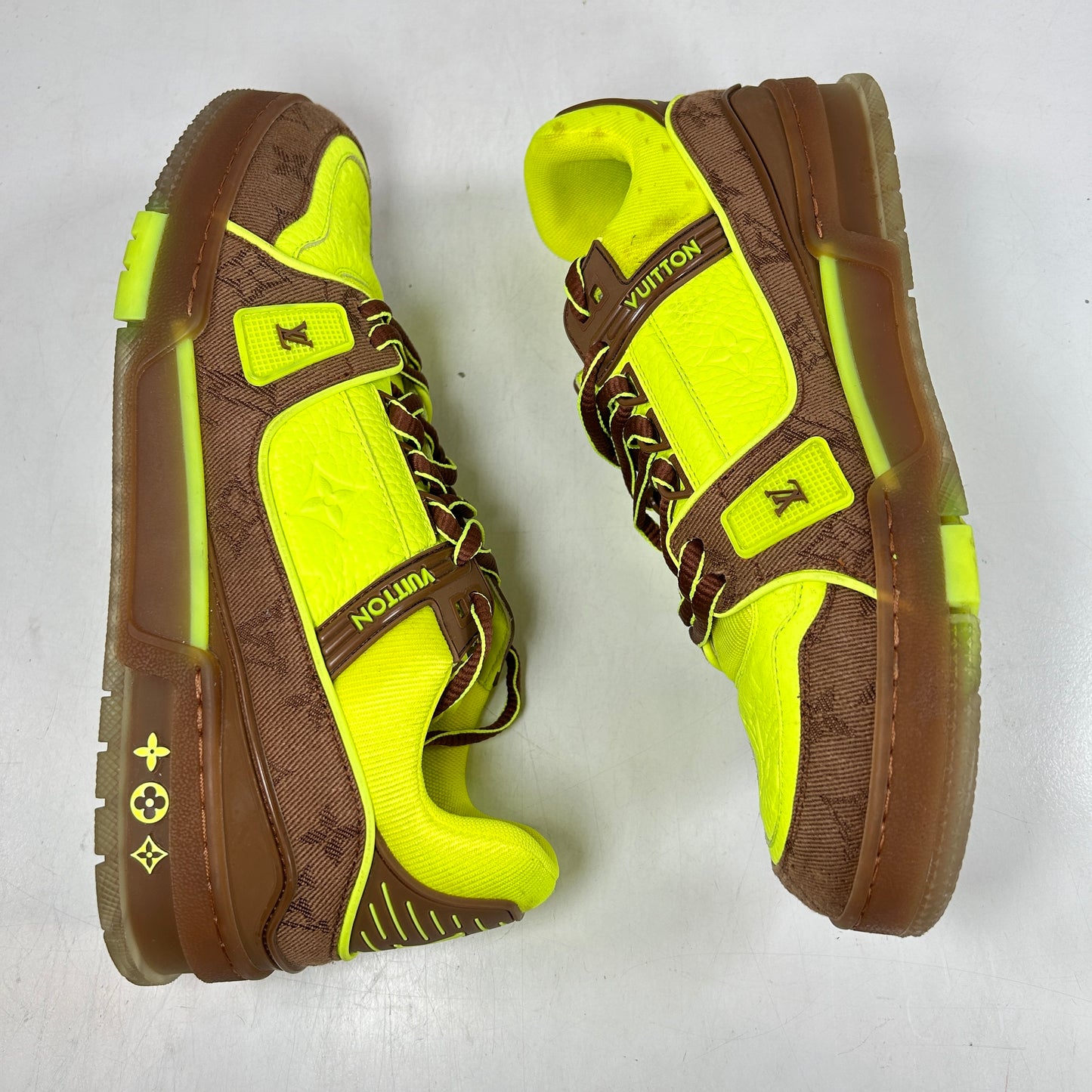 1A8Z6E Louis Vuitton Trainer Yellow Brown - LV 7 (Used) (No Box)