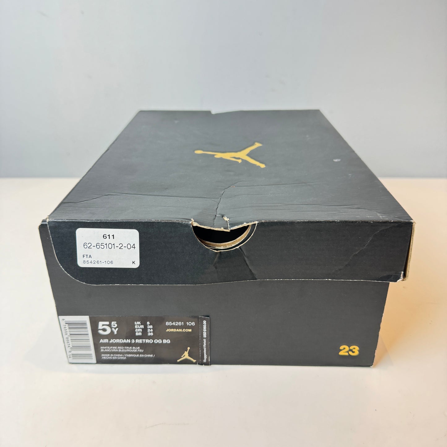 854261 106 Jordan 3 Retro True Blue (2016) GS [USED] - 5.5 Y (Used)