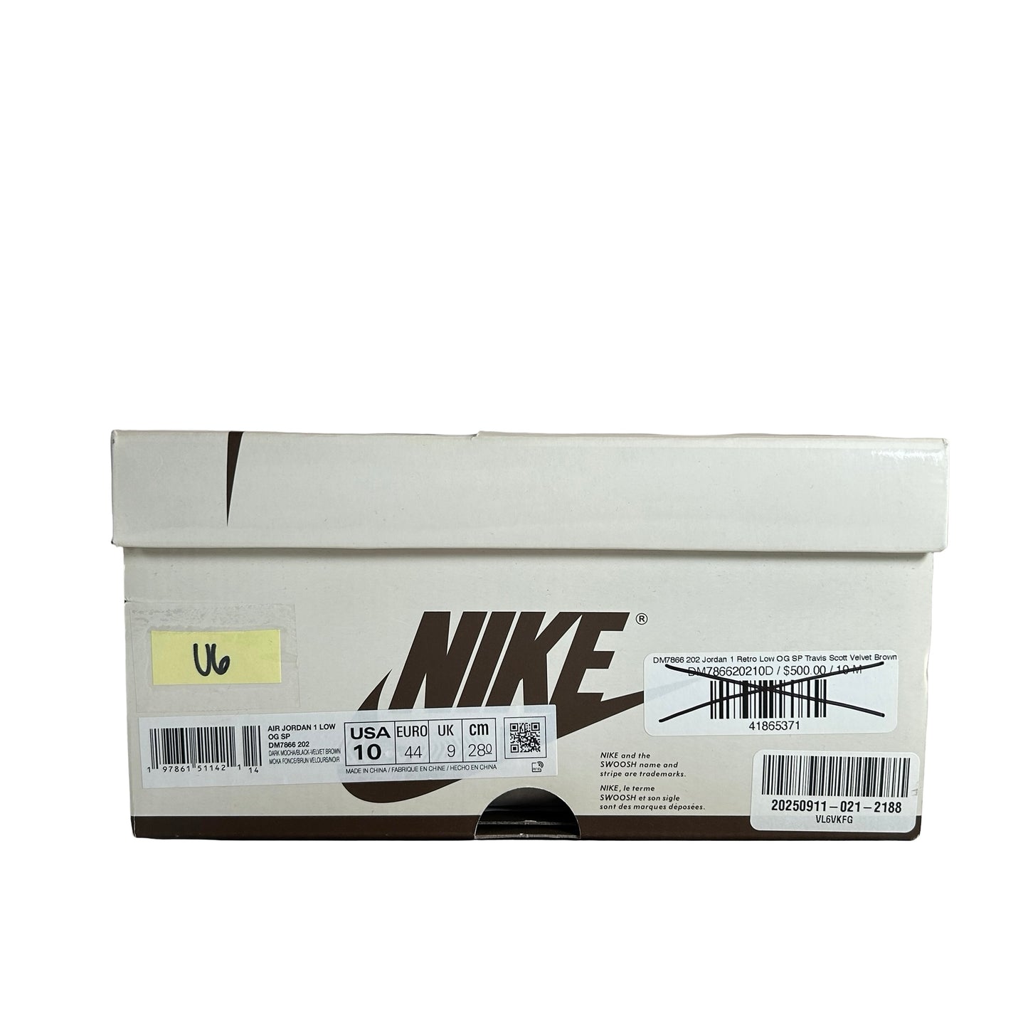 DM7866 202 Jordan 1 Retro Low OG SP Travis Scott Velvet Brown [USED] - 10 M (Used6)