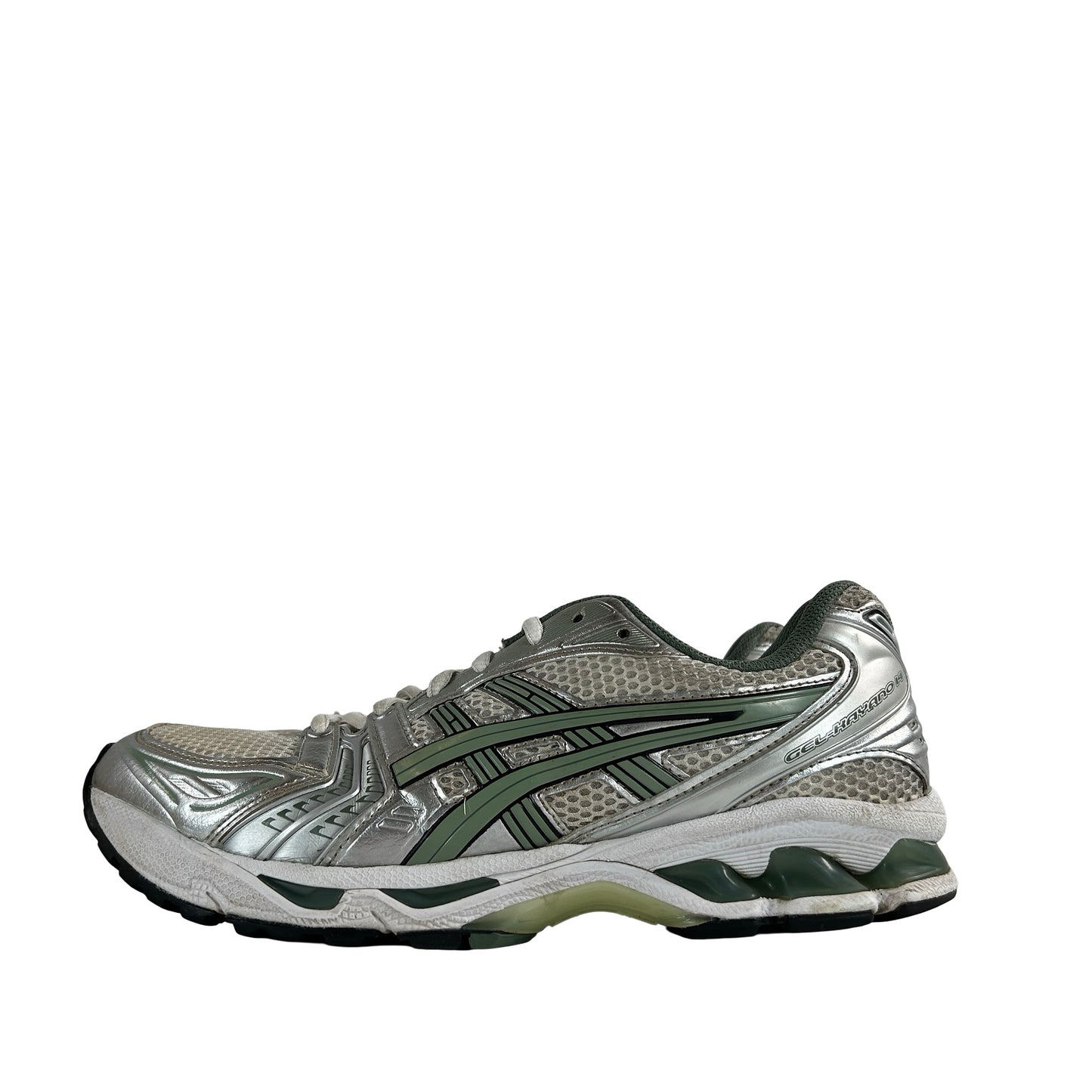 1201A019 107 ASICS Gel-Kayano 14 White Pure Silver Slate Grey Sage [USED] - 8 M (Used)