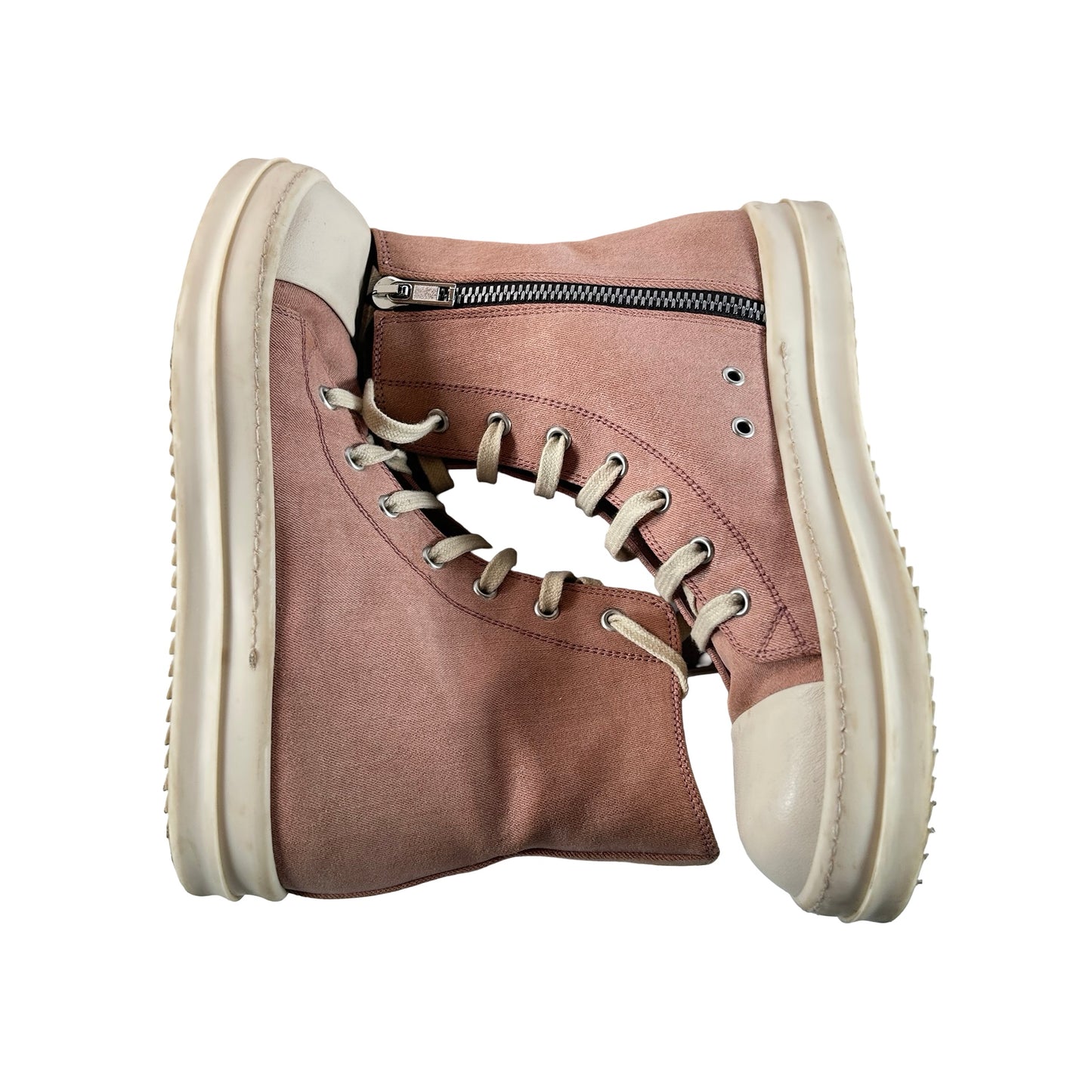 BG01D4895 SCF Rick Owens Denim High Top Sneakers Dark Pink Milk [USED] - 35 EU (4 US) (Used)