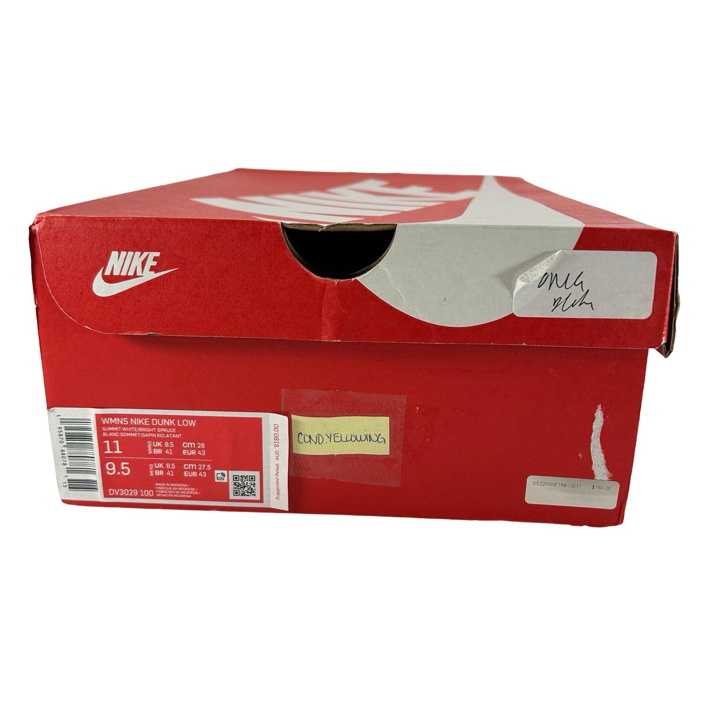 DV3029 100 Nike Dunk Low Ocean (Women's) [CONDITIONAL] - 11 W / 9.5 M (Yellowing)