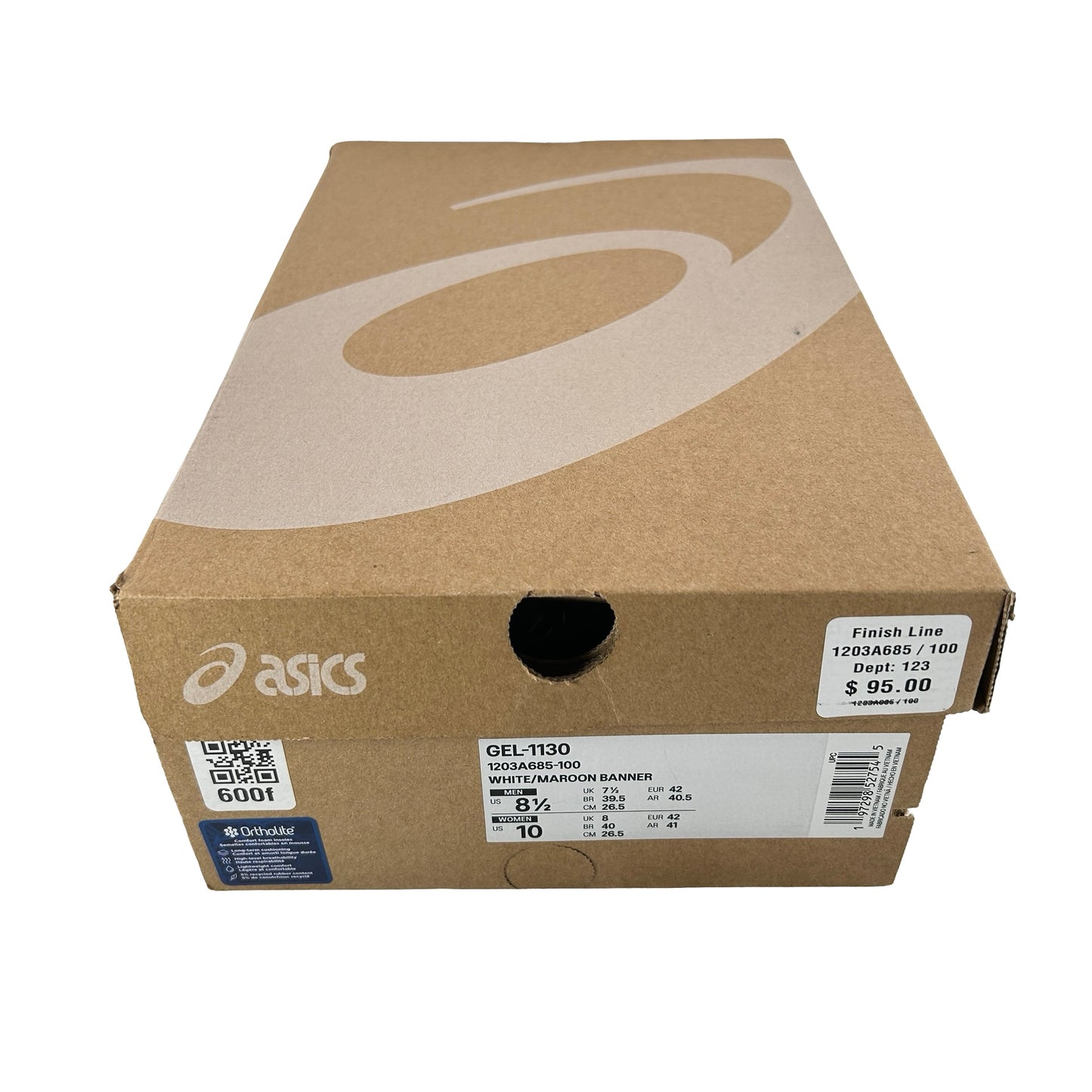 1203A685 100 ASICS Gel-1130 White Maroon Banner [USED] - 8.5 M (Used)