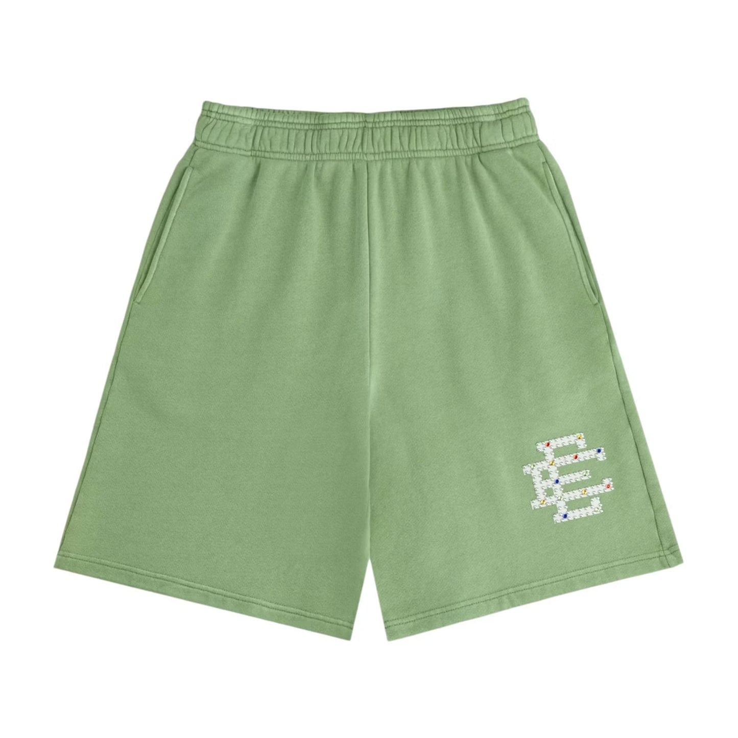 Eric Emanuel EE Rhinestone Sweatshort Green/White