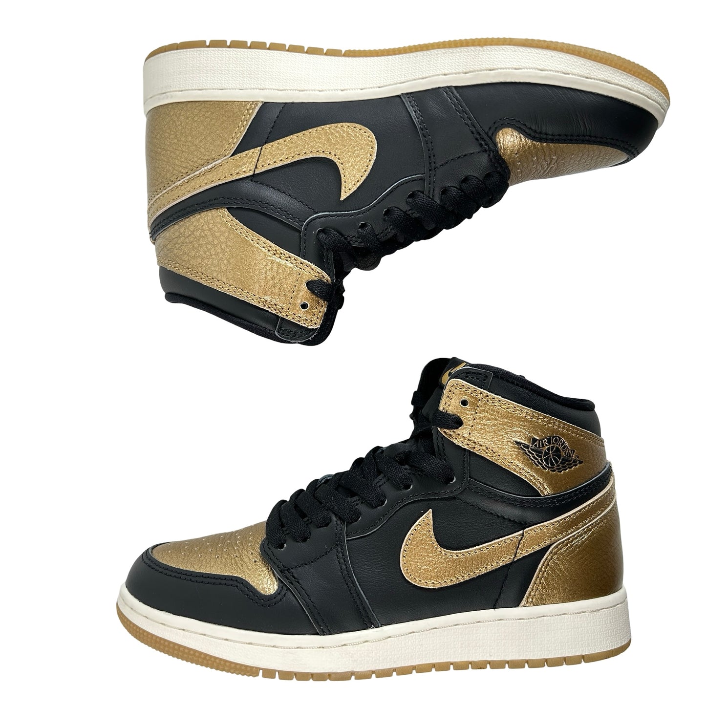 FD137 071 Jordan 1 Retro High OG Black Metallic Gold (GS) [USED] - 5 Y (Used) (No Box)
