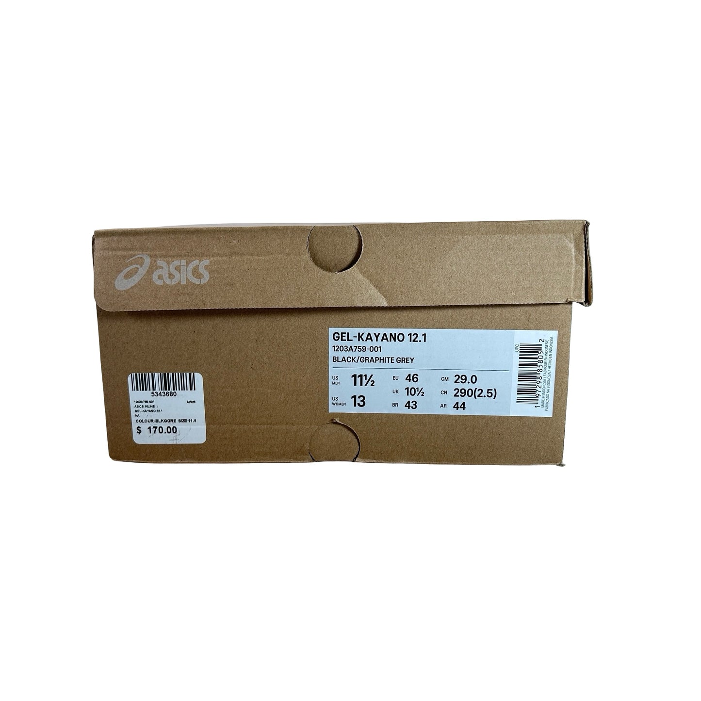 1203A759 001 ASICS Gel-Kayano 12.1 Black Pure Silver [USED] - 11.5 M (Used)