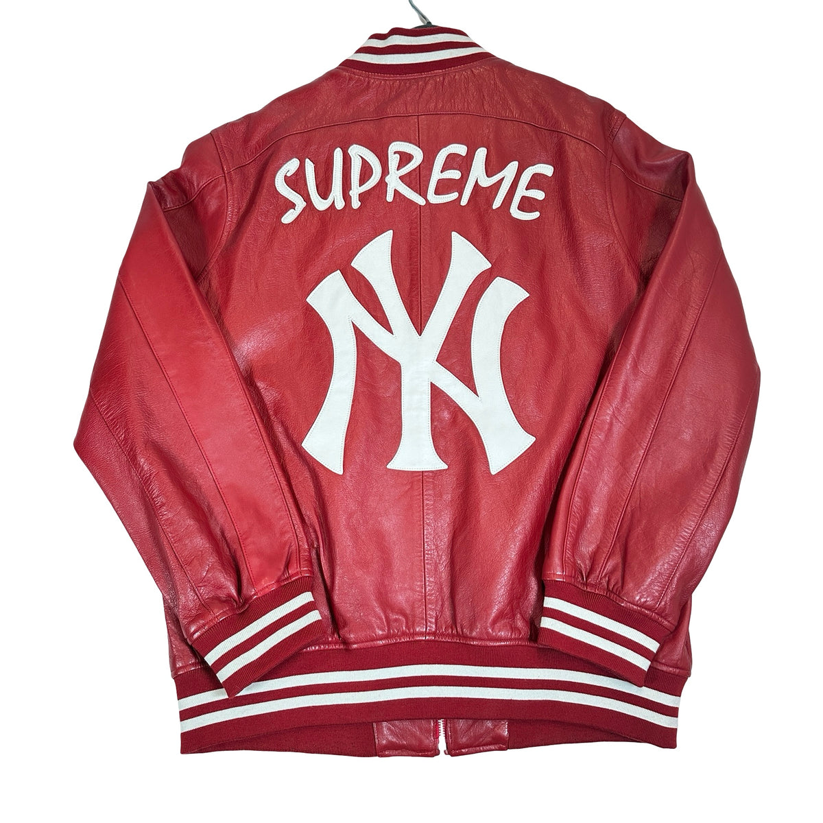 Supreme Yankees Leather Varsity Jacket Red [USED] - XL (Used)