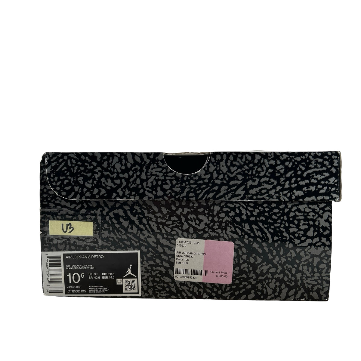 CT8532 105 Jordan 3 Retro Dark Iris [USED] - 10.5 M (Used3)