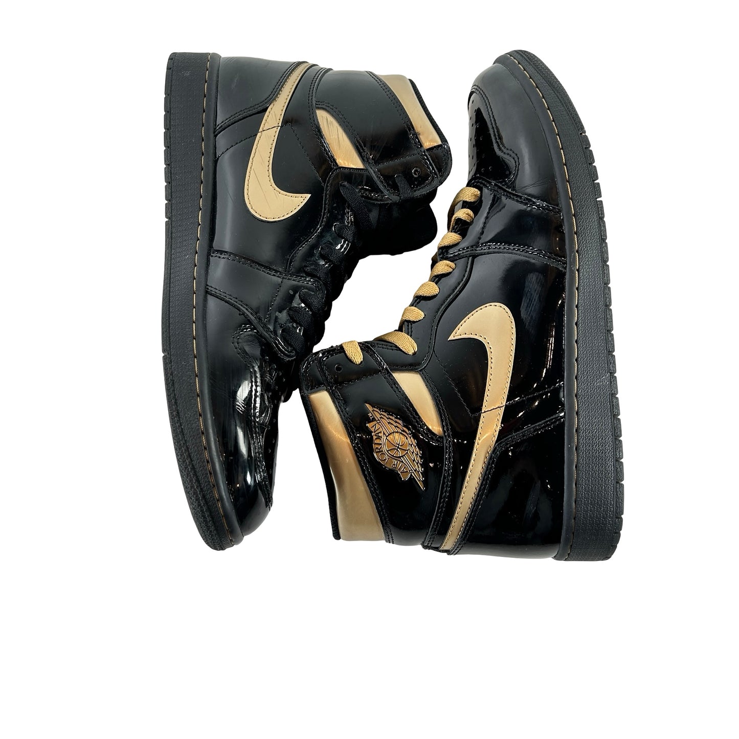 555088 032 Jordan 1 Black/Gold [USED] - 12 M (Used) (Replace Box)