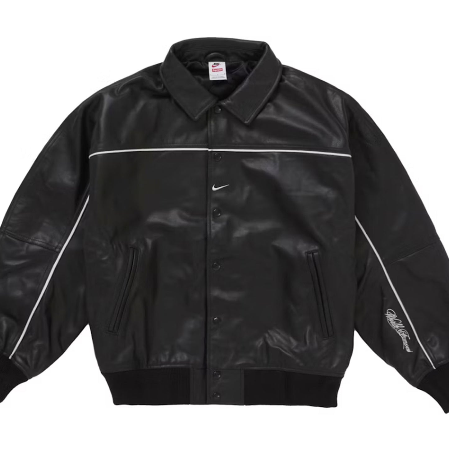Supreme Nike Leather Varsity Jacket Black [USED] - S (Used)
