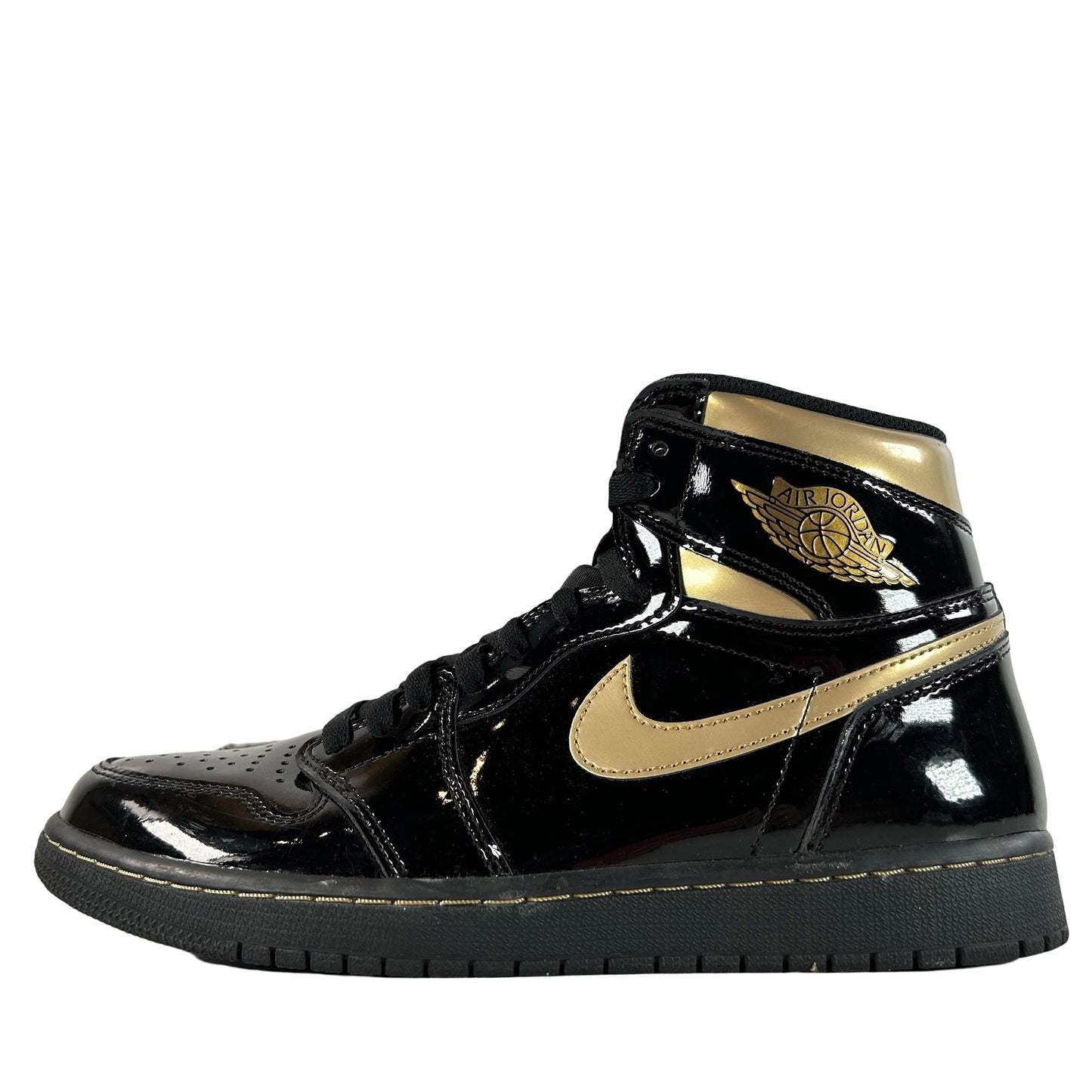 555088 032 Jordan 1 Black/Gold [USED] - 9.5 M (Used) (No Box)
