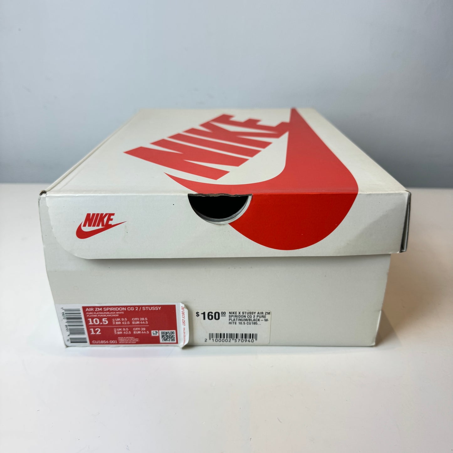 CU1854 001 Nike Air Zoom Spiridon Cage 2 Stussy Pure Platinum [USED] - 10.5 M (Used)