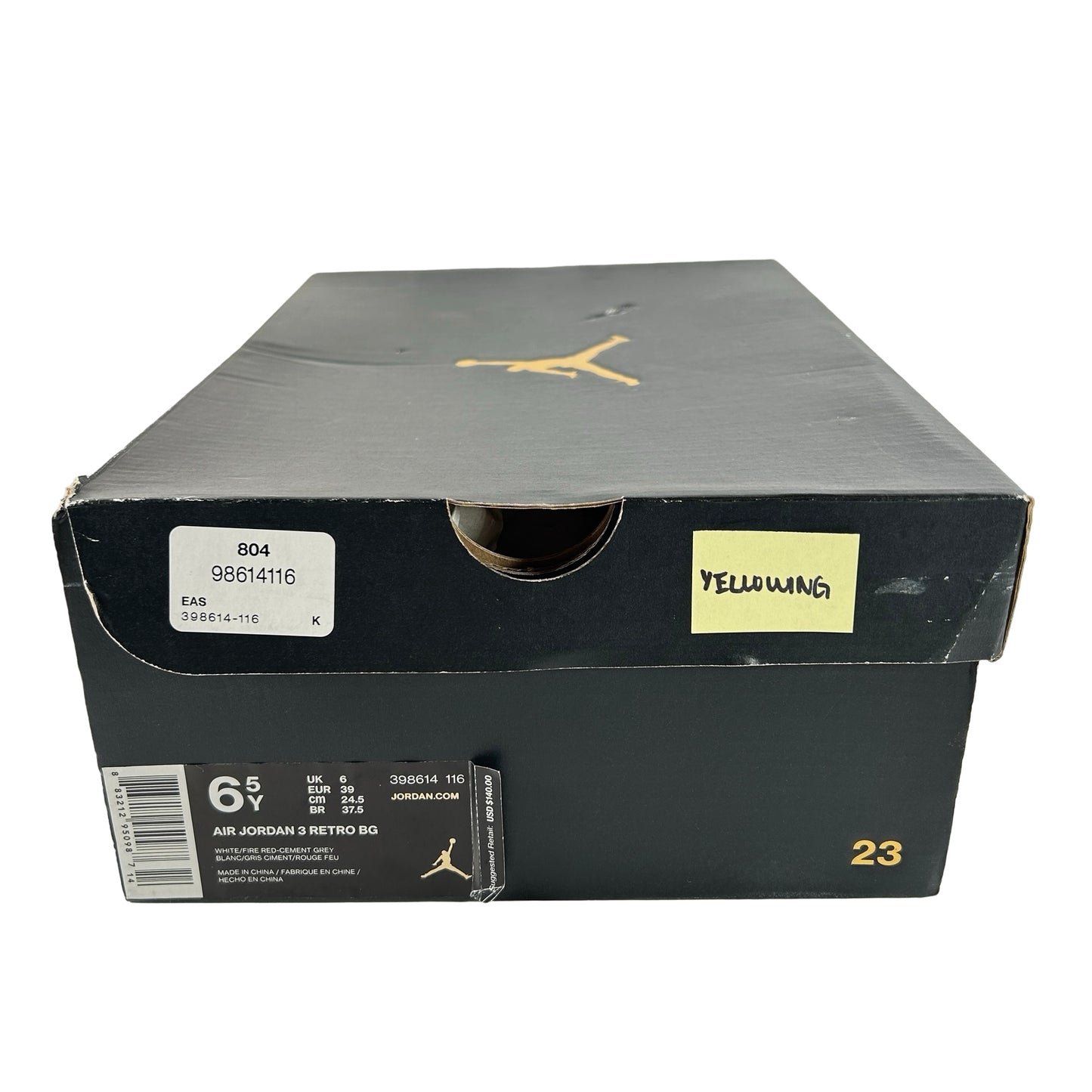 398614 116 Jordan 3 Retro Hall of Fame (GS) [CONDITIONAL] - 6.5 Y (Yellowing)