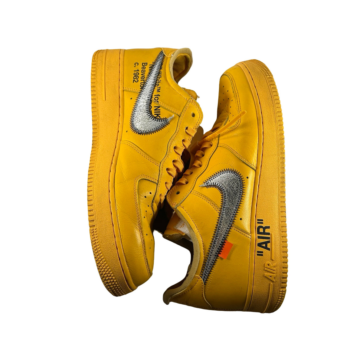 DD1876 700 Nike Air Force 1 Low Off-White ICA University Gold [USED] - 11 M (Used) (No Box)